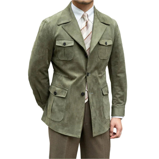 Wildleder-Safari-Jacke mit schmaler Passform