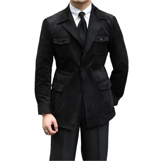 Wildleder-Safari-Jacke mit schmaler Passform