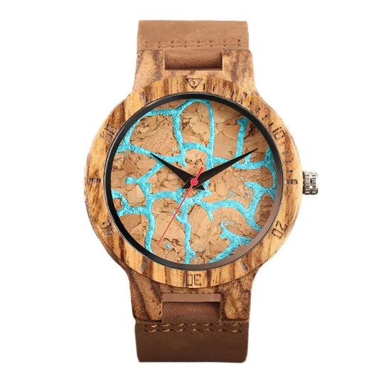 Unisex-Holzuhr mit Lederarmband für Damen und Herren