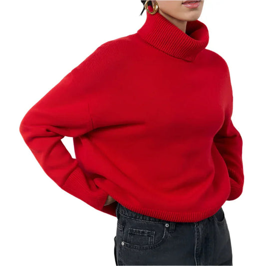 Winter Rollkragenpullover Mode Persönlichkeit Langarm Stricktop Damenbekleidung