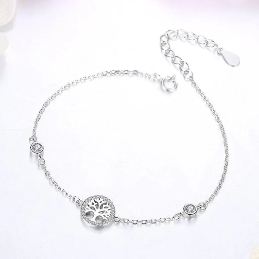 Damen Armband Sterling Silber 925 Lebensbaum mit Zirkonia
