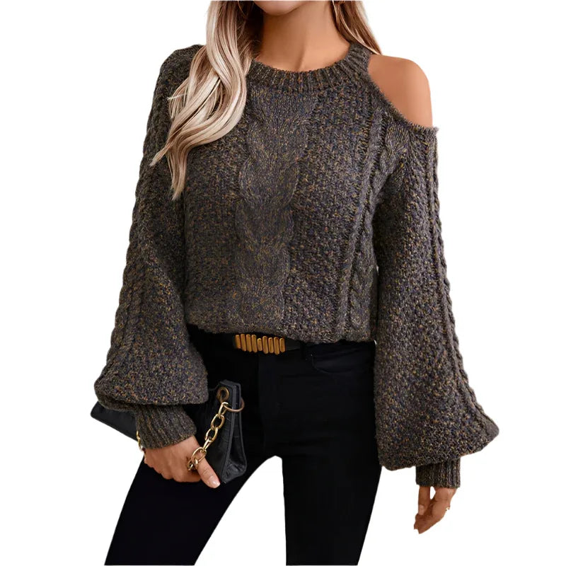 Damen Neuer Mode Persönlichkeits-Zopfstrickpullover