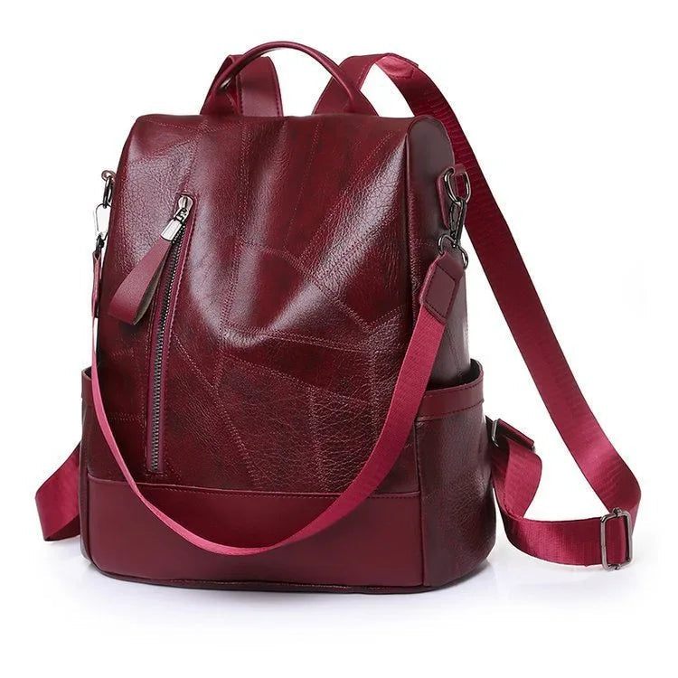 Damen Rucksack aus weichem Leder mit großem Fassungsvermögen, mehreren Fächern und Schultergurt