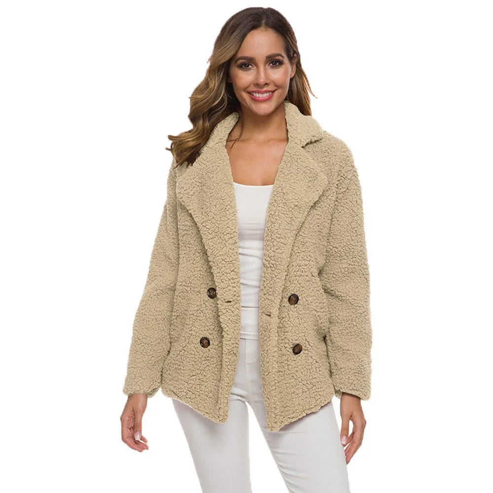 Dicker Wintermantel für Damen aus Polyester-Fleece