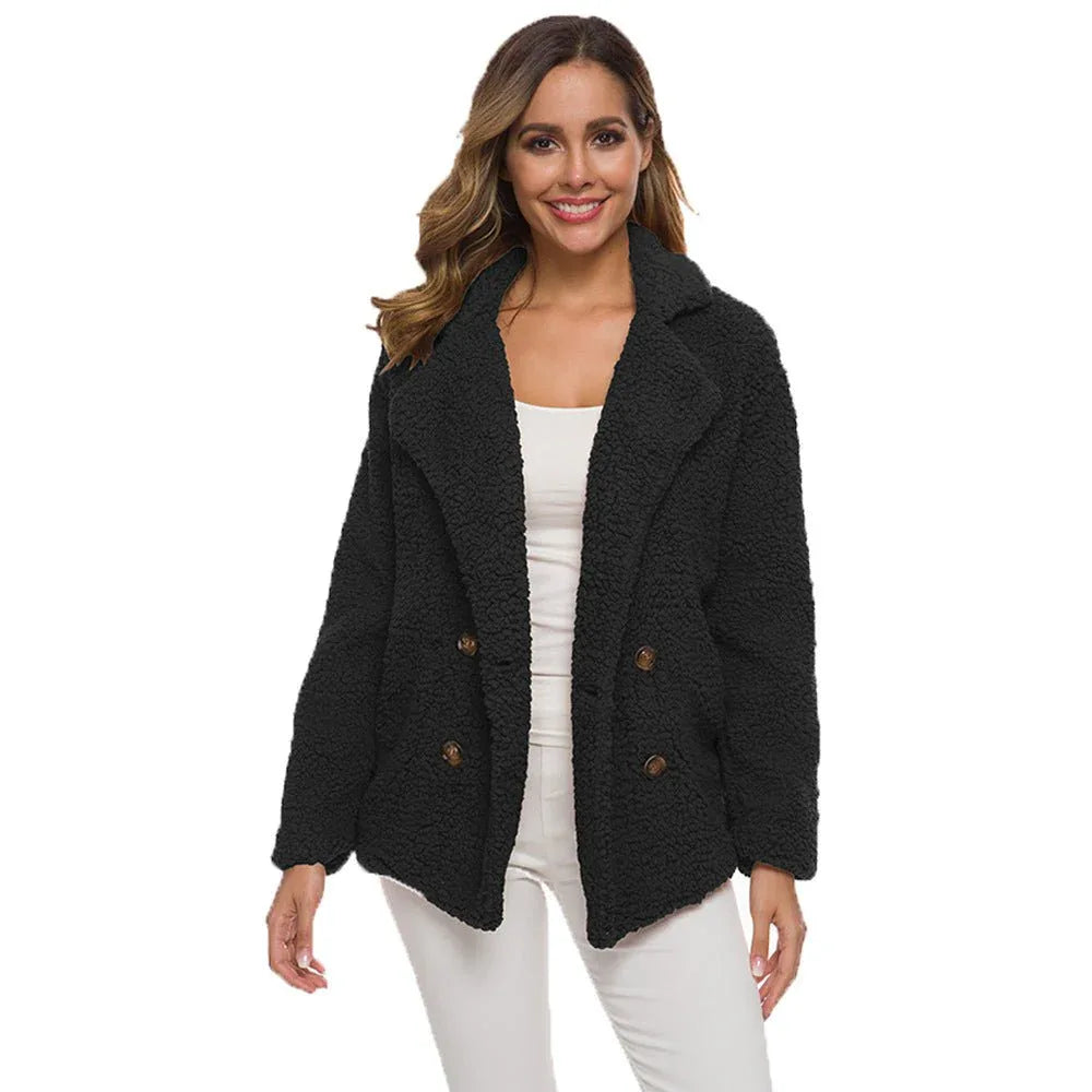Dicker Wintermantel für Damen aus Polyester-Fleece