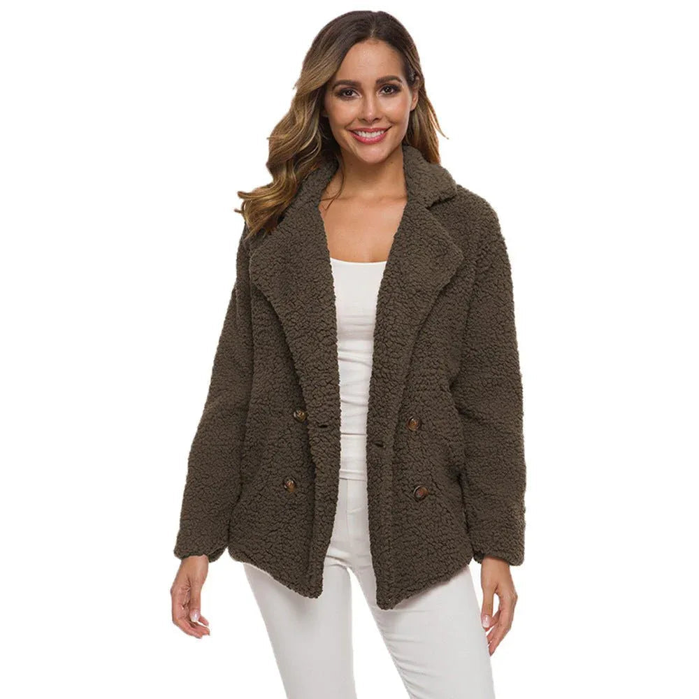 Dicker Wintermantel für Damen aus Polyester-Fleece