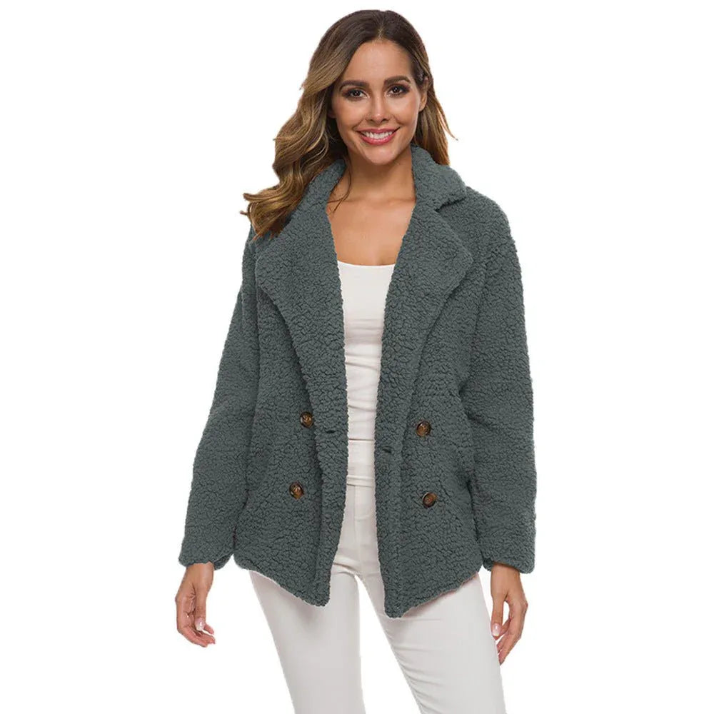 Dicker Wintermantel für Damen aus Polyester-Fleece