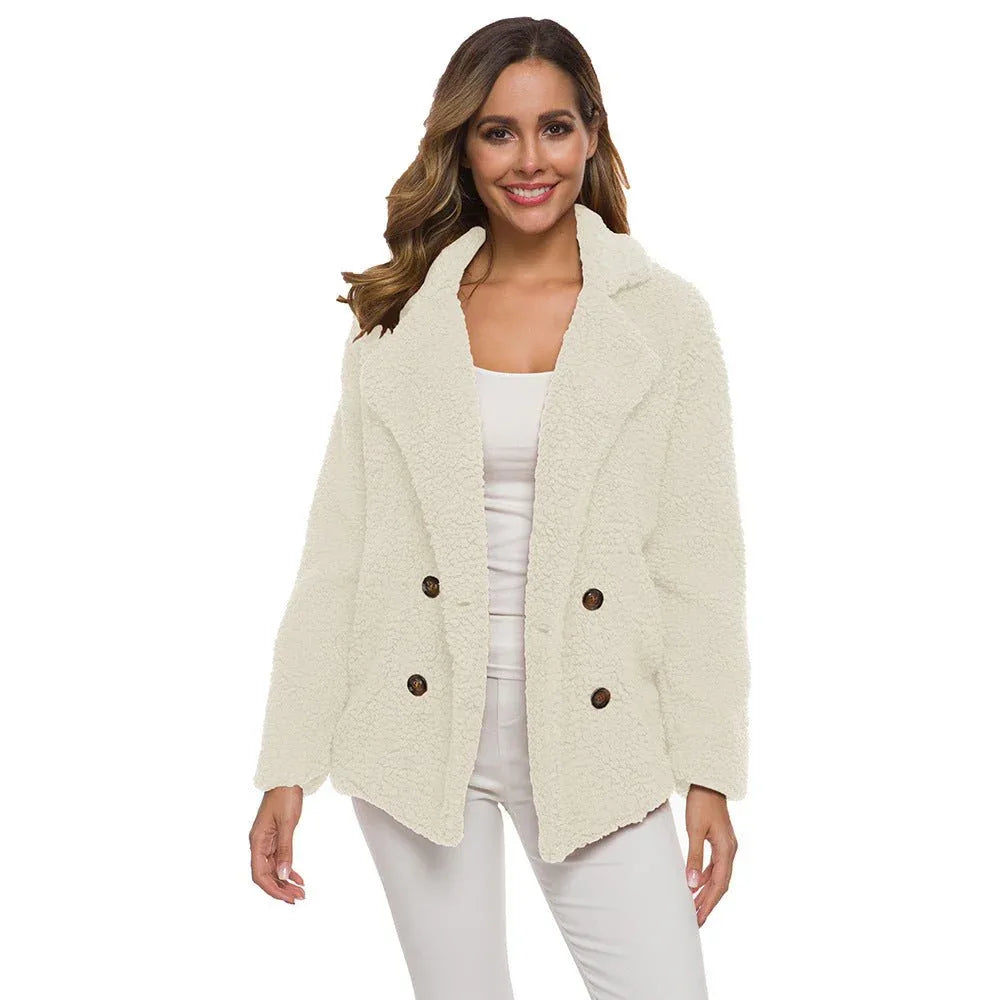 Dicker Wintermantel für Damen aus Polyester-Fleece