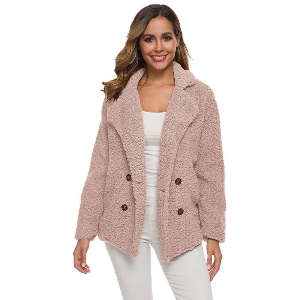 Dicker Wintermantel für Damen aus Polyester-Fleece