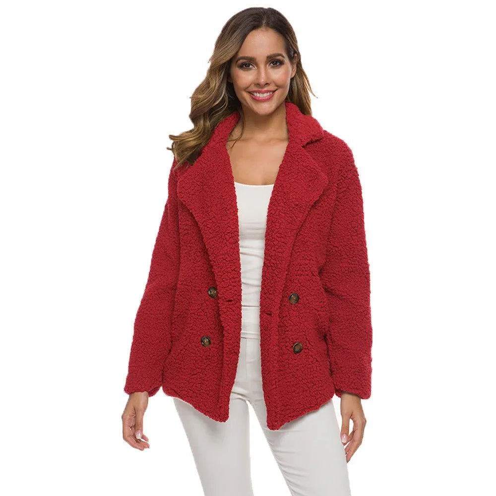 Dicker Wintermantel für Damen aus Polyester-Fleece