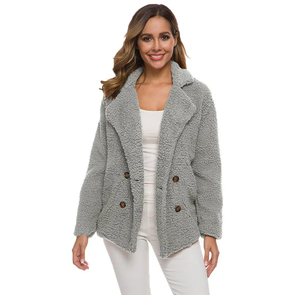 Dicker Wintermantel für Damen aus Polyester-Fleece