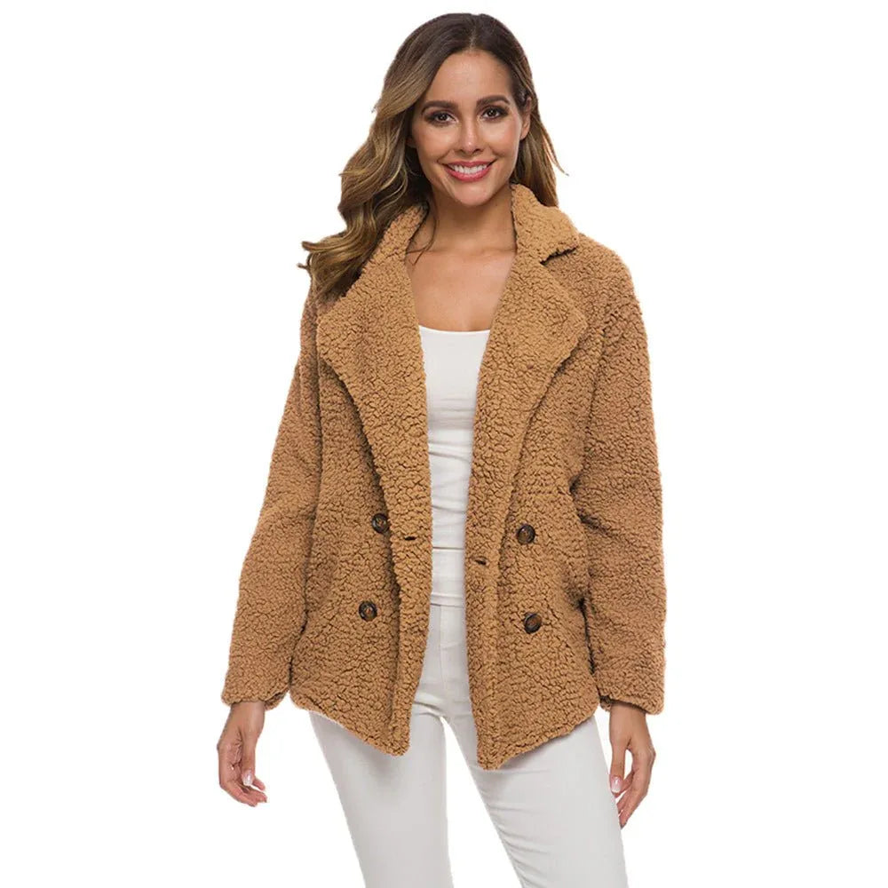 Dicker Wintermantel für Damen aus Polyester-Fleece