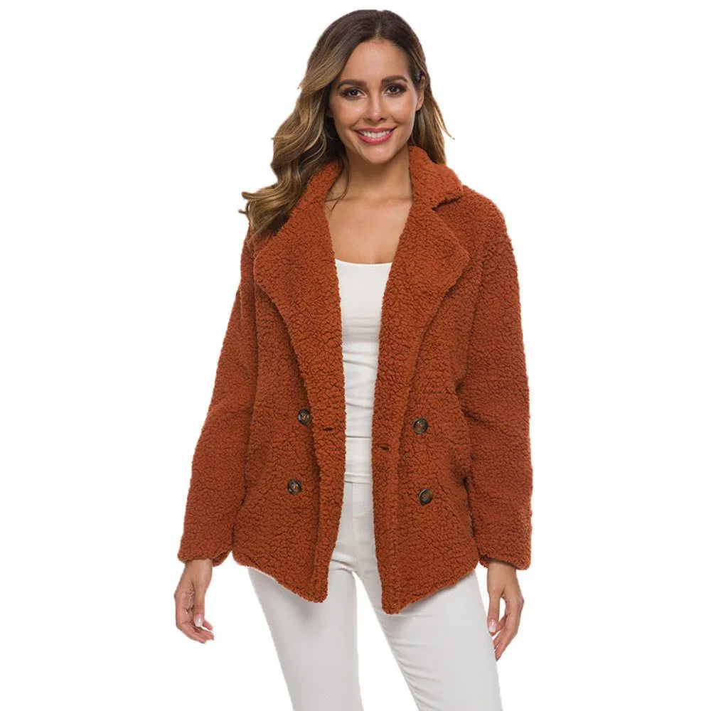 Dicker Wintermantel für Damen aus Polyester-Fleece