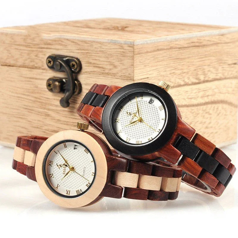 Holz-Quarzuhr für Damen