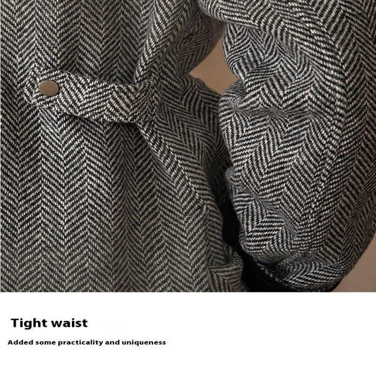 Woll-Fischgrätmuster Schwere Retro Warme Jacke